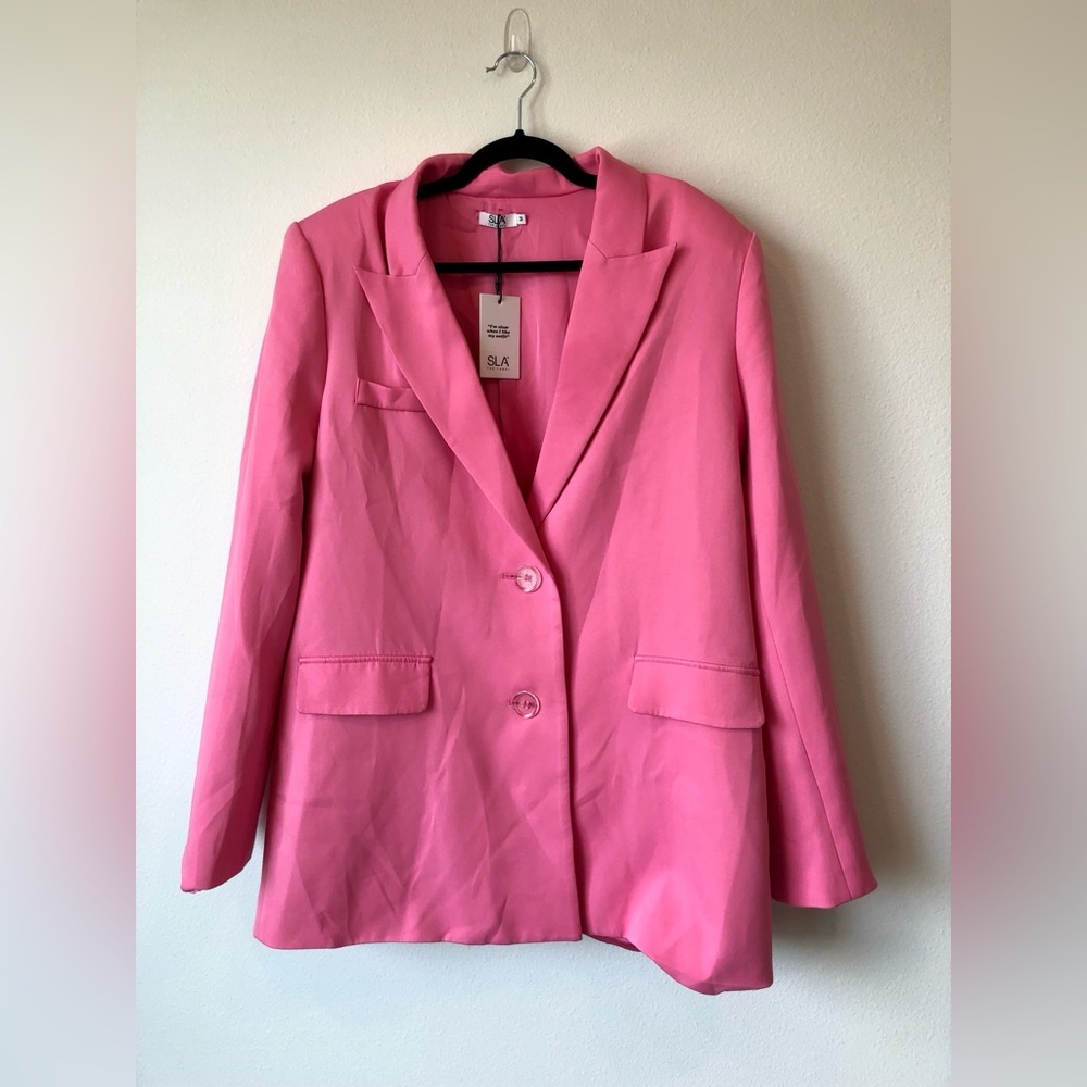 SLA the Label Hot Pink Oversized Blazer Dress Size M